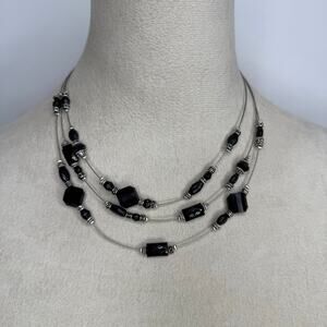 52. Grunge black beaded layer necklace